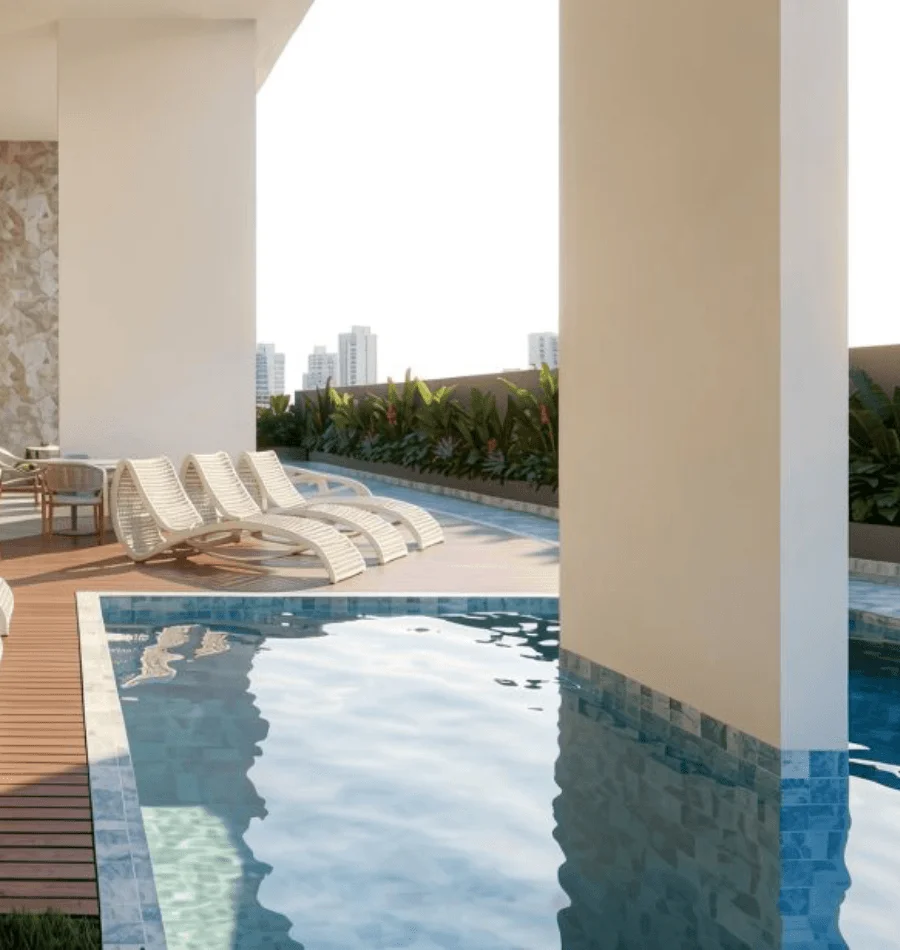 Piscina aquecida no rooftop do Bothanic, com vista para a cidade